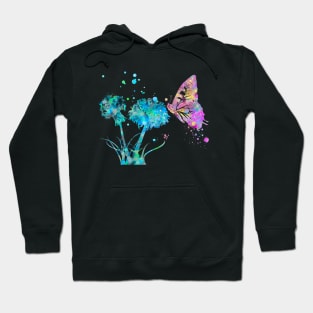 Dandelion Butterfly Watercolor Painting Hoodie